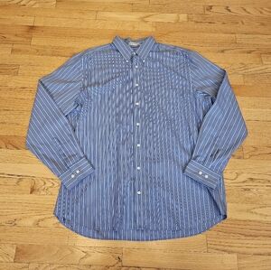 Eddie Bauer Men's XL Tall Blue Long Sleeve Button Down Cotton Wrinkle Resistant